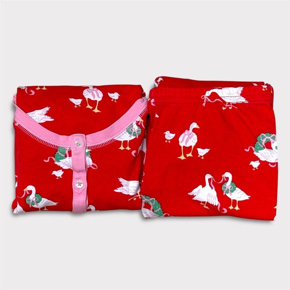The Beaufort Bonnet Company Sara Jane's Sweet Dream Pajama Set Geese Red & Pink - Picture 2 of 9